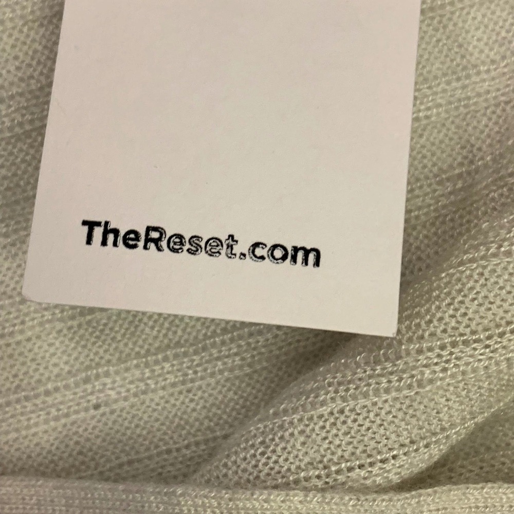 The Reset R LABEL Ribbed Knit Cardigan Button Front Long Sleeve Beige Women - Picture 9 of 14